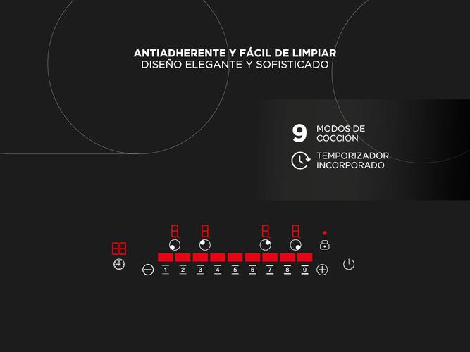 Anafe Eléctrico Cuk By Gadnic AV400 4 Hornallas Empotrable Vitrocerámico 6400w Panel Touch Timer - 4
