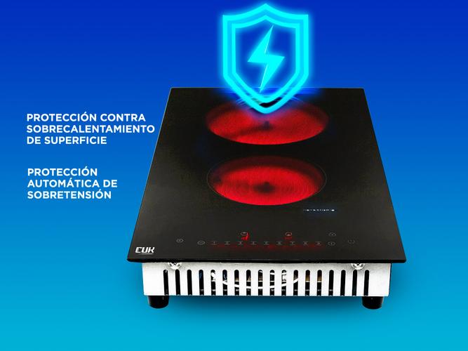 Anafe Eléctrico Cuk By Gadnic AV200 2 Hornallas Empotrable Vitrocerámico 3200w Panel Touch Timer - 3