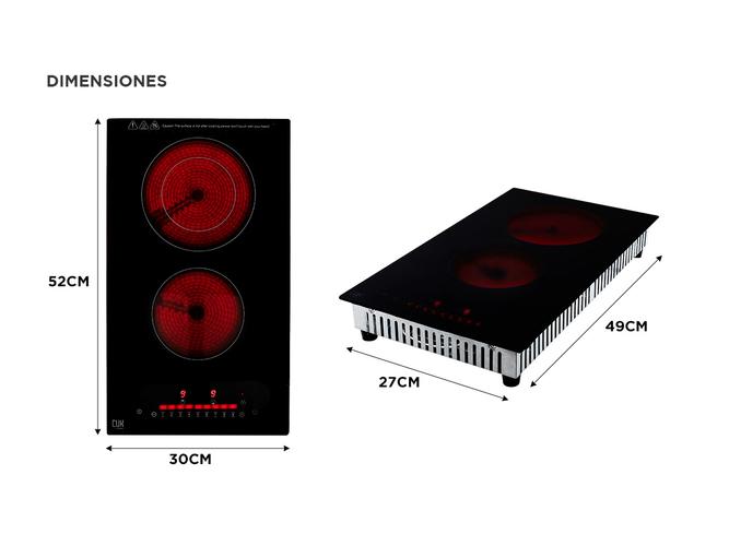 Anafe Eléctrico Cuk By Gadnic AV200 2 Hornallas Empotrable Vitrocerámico 3200w Panel Touch Timer - 5