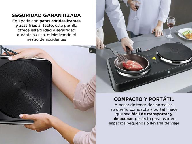 Anafe Eléctrico Gadnic 2 Hornallas 1500W 6 Niveles  - 4