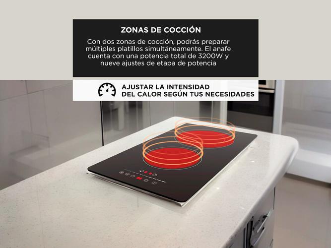 Anafe de Vitroceramico Gadnic con 2 Hornallas - 3