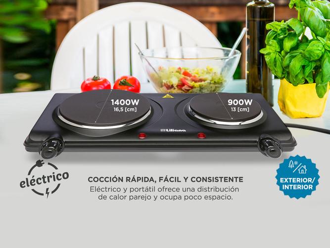 Anafe Eléctrico Liliana AA902 2 Hornallas 6 Niveles de Temperatura 2300w - 2