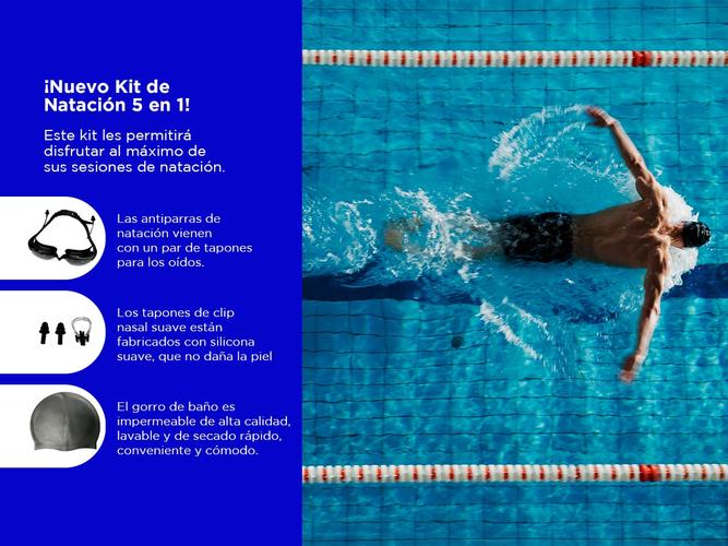 Kit de Natación 5 en 1 Gadnic 78OLE8 Antiparras Gorra Bolsa Tapones - 2