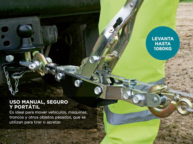 Aparejo Manual Gadnic Hasta 1080kg Con Soga de Acero y Doble Gancho - 2