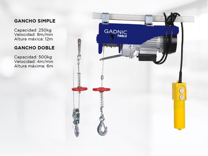 Aparejo Eléctrico Gadnic AP500 Hasta 500kg 1020w Gancho Doble y Simple Reforzado 12 Metros  - 3