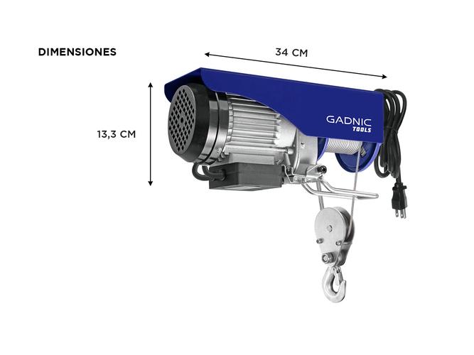 Aparejo Eléctrico Gadnic AP500 Hasta 500kg 1020w Gancho Doble y Simple Reforzado 12 Metros  - 5
