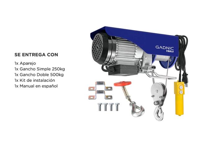 Aparejo Eléctrico Gadnic AP500 Hasta 500kg 1020w Gancho Doble y Simple Reforzado 12 Metros  - 6