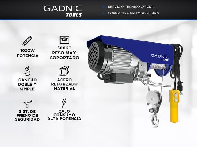 Aparejo Eléctrico Gadnic AP500 Hasta 500kg 1020w Gancho Doble y Simple Reforzado Outlet - 1