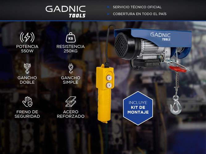 Aparejo Eléctrico Gadnic AP250 Hasta 250kg 550w Gancho Doble y Simple Reforzado - 1