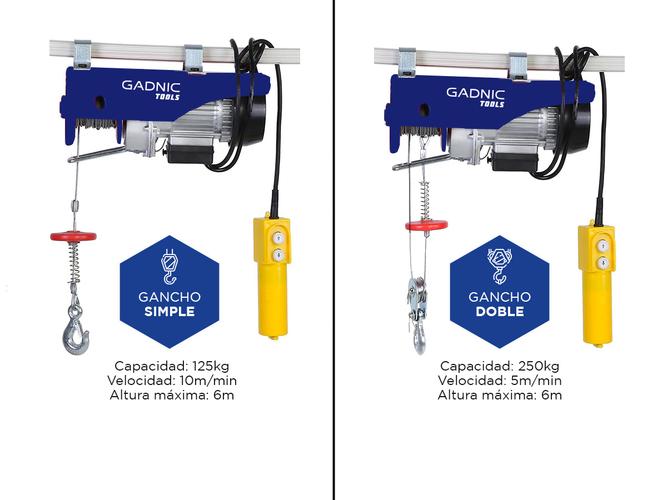 Aparejo Eléctrico Gadnic AP250 Hasta 250kg 550w Gancho Doble y Simple Reforzado - 2