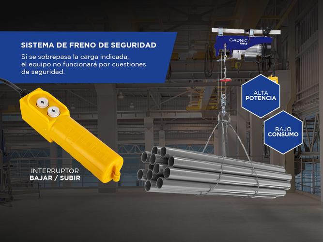 Aparejo Eléctrico Gadnic AP250 Hasta 250kg 550w Gancho Doble y Simple Reforzado - 3