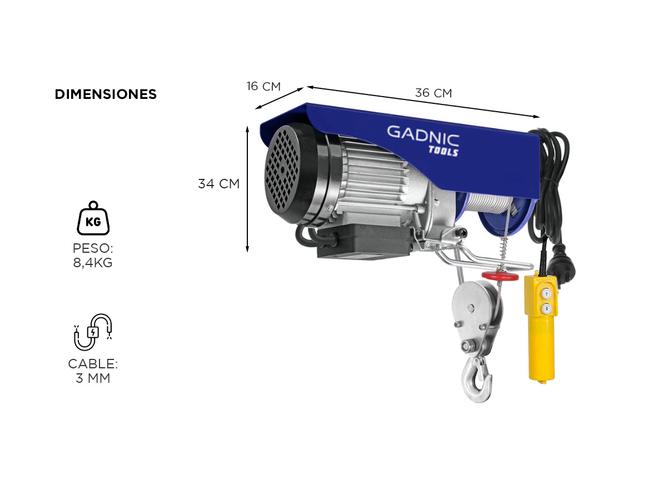 Aparejo Eléctrico Gadnic AP250 Hasta 250kg 550w Gancho Doble y Simple Reforzado - 5