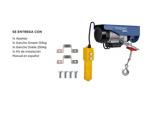 Aparejo Eléctrico Gadnic AP250 Hasta 250kg 550w Gancho Doble y Simple Reforzado - 6