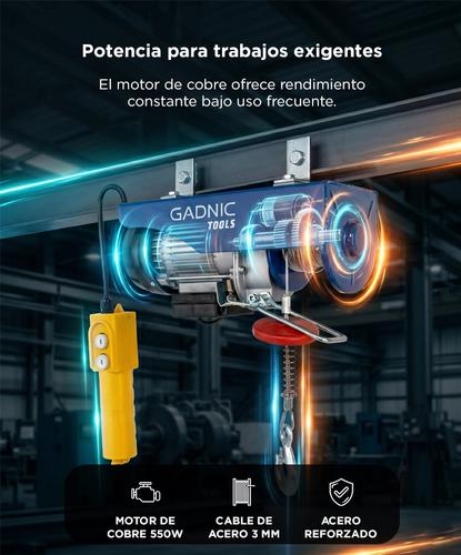 Aparejo Eléctrico Gadnic AP250 Hasta 250kg 550w Gancho Doble y Simple Reforzado - 2