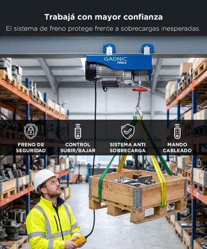 Aparejo Eléctrico Gadnic AP250 Hasta 250kg 550w Gancho Doble y Simple Reforzado - 4