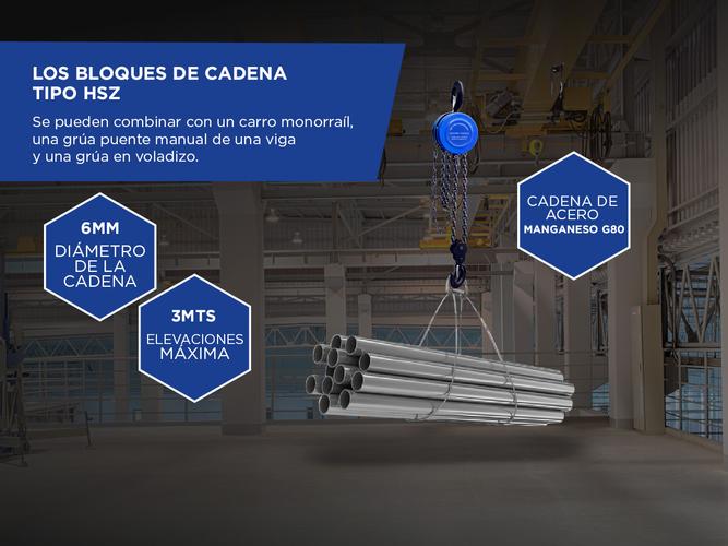 Aparejo Cadena Gadnic APM1000TN Hsz 1 Tonelada 3 Metros  - 3