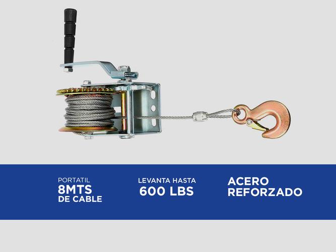 Malacate Manual Gadnic APM600LB 600 LBS Con Cable De 8 Metros Portatil - 2