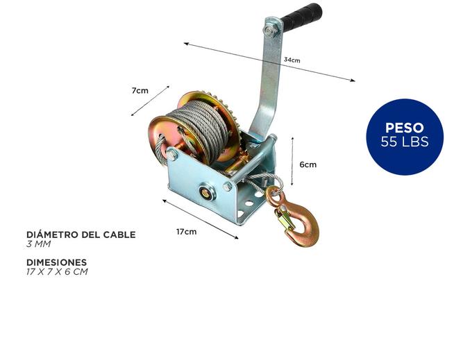 Malacate Manual Gadnic APM600LB 600 LBS Con Cable De 8 Metros Portatil - 5