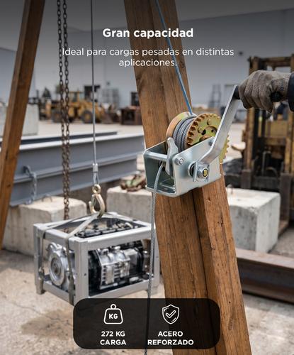 Malacate Manual Gadnic 600 LBS 272 Kg Cable 8 Metros - 2