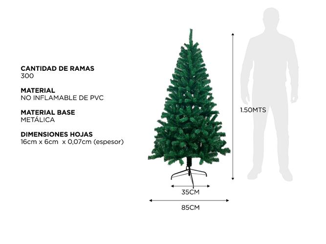 Arbol De Navidad Canadiense de Lujo 1.50mts con Base Metálica - 4