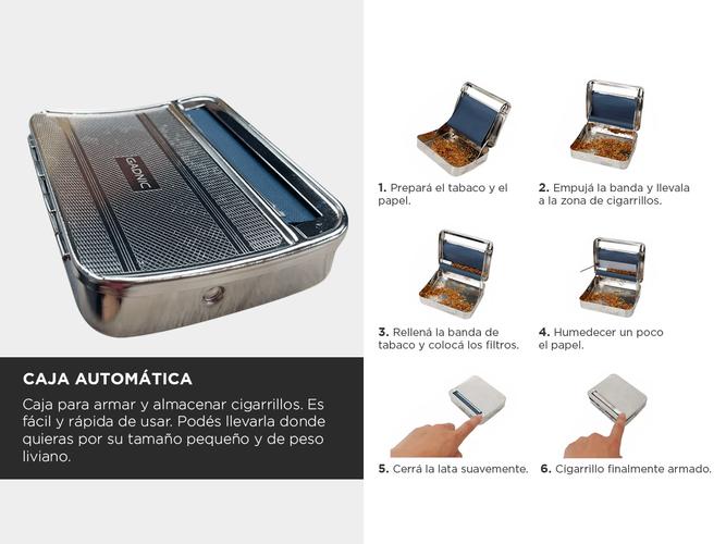 Caja Para Armar Cigarrillos Gadnic SLO12 Automatica de Metal - 2