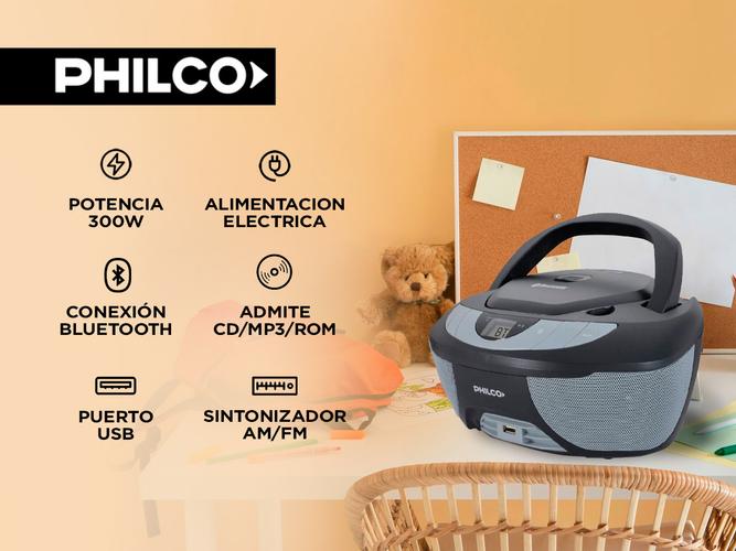 Radiograbador Philco CD Mp3 Usb Auxiliar Bluetooth 300w Negro  - 1