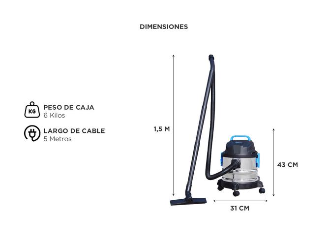 Aspiradora de Tacho Gadnic 15L Sopladora Alta Potencia - 5