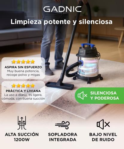 Aspiradora de Tacho Gadnic 15L Silenciosa 1200W - 1