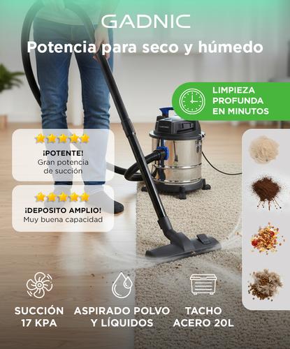 Aspiradora de Tacho Gadnic 20L 1200W Para Polvo y Liquido - 1