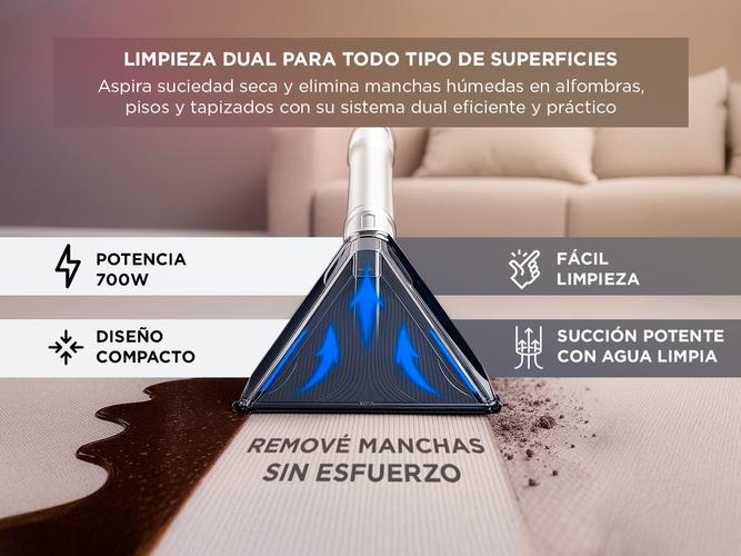Aspiradora Limpia Tapizado Gadnic 700W con Accesorios Intercambiables - 2