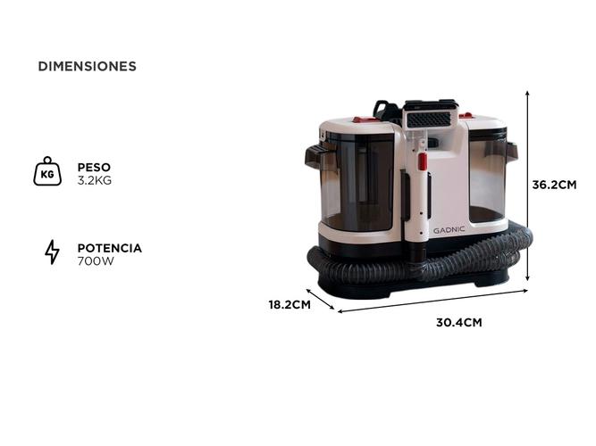 Aspiradora Limpia Tapizado Gadnic 700W con Accesorios Intercambiables - 4