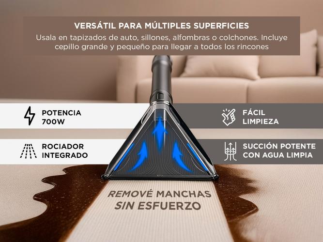 Aspiradora Limpia Tapizados Gadnic Manguera Y Picos Intercambiables Portátil 700 W  - 2