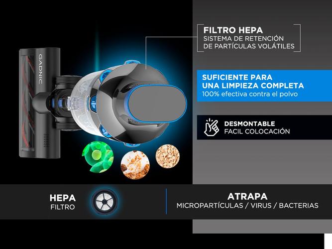 Kit de repuesto de cepillo + filtro HEPA para Aspiradora Gadnic ASP00010 - 2