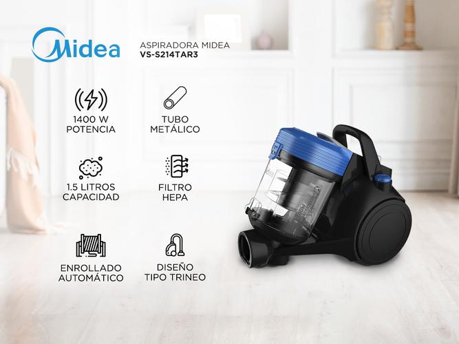 Aspiradora Midea VS-S214TAR3 sin bolsa Direct Cyclone 1400W - 1