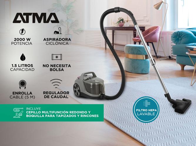 Aspiradora Atma X-Treme Power AS9021PI 2000W 1.5Lts Sin Bolsa Filtro HEPA - 1