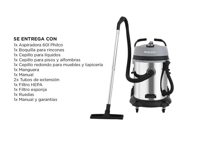 Aspiradora de Tacho Philco Apto Polvo Liquido 60 lts 2400W PHAST6021PI  - 5