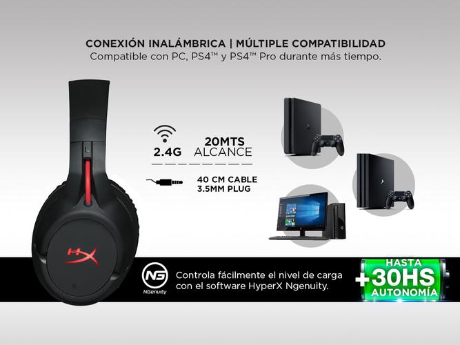 Auriculares Gamer Hyperx Cloud Flight Inalámbricos con Micrófono Compatible Consolas - 2