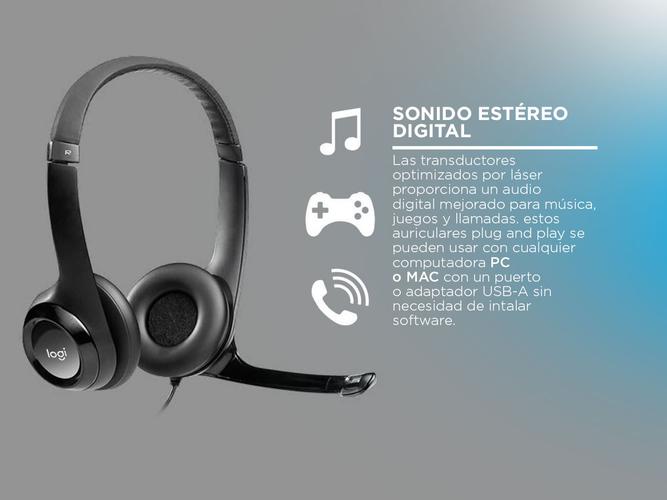Auriculares Logitech H390 con Micrófono USB Control Integrado Ideal Videollamada - 2