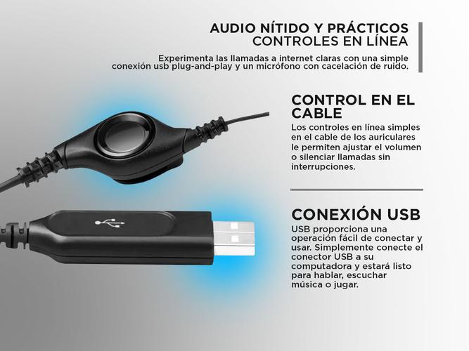Auriculares Logitech H390 con Micrófono USB Control Integrado Ideal Videollamada - 3