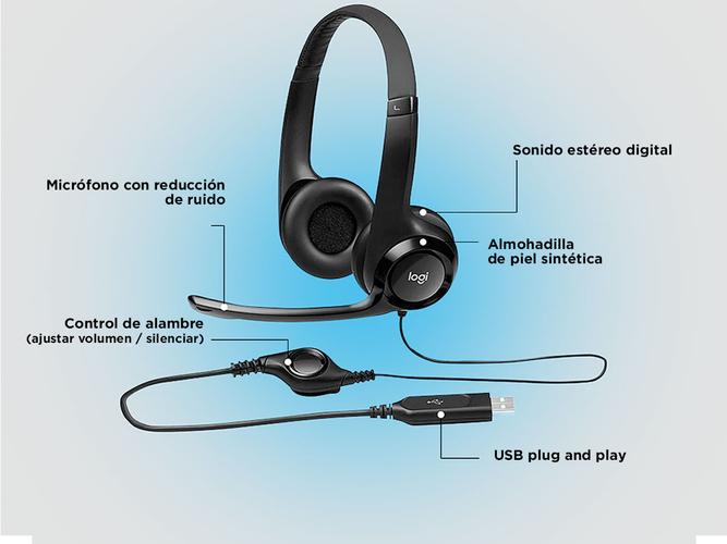 Auriculares Logitech H390 con Micrófono USB Control Integrado Ideal Videollamada - 4