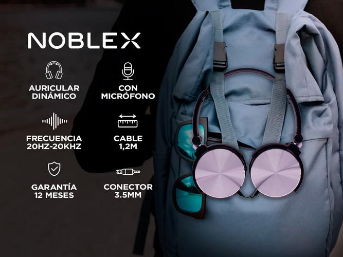  Auriculares Noblex Vincha Con Micrófono Hp107bsp Manos Libres Plateado - 1