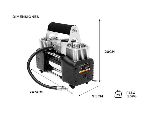 Compresor Para Auto 12v 150psi 85lt/min Portátil Incluye Bolso y Kit de Accesorios - 5