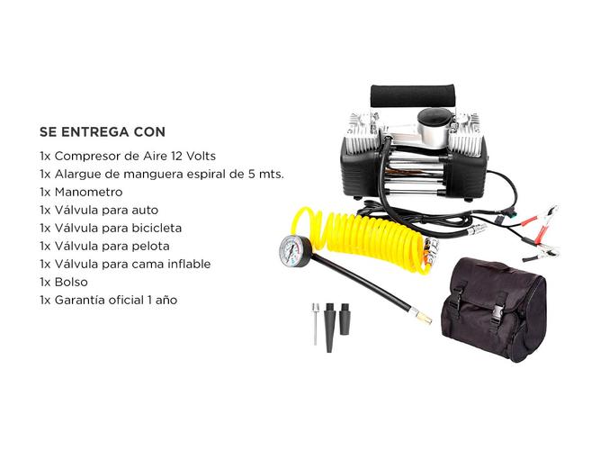 Compresor Para Auto 12v 150psi 85lt/min Portátil Incluye Bolso y Kit de Accesorios - 6