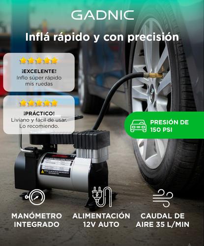 Compresor Para Auto 12v 150psi 35lt/min Portátil Con Manometro Incluye 3 Picos - 1