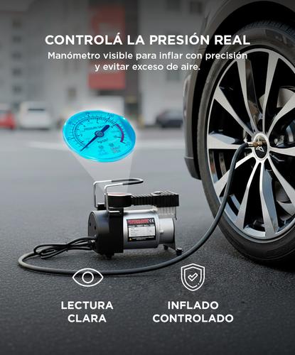 Compresor Para Auto 12v 150psi 35lt/min Portátil Con Manometro Incluye 3 Picos - 2