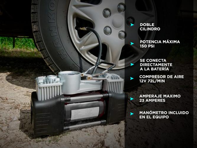Compresor 12v Portátil 60Ltmin 150psi Doble Pistón Inflador Multipropósito - 3