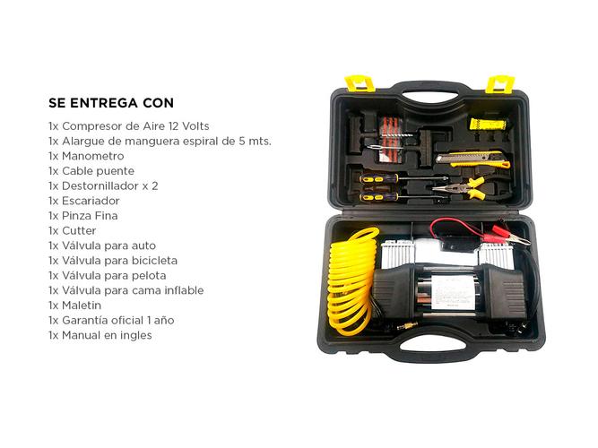 Compresor 12v Portátil 60Ltmin 150psi Doble Pistón Inflador Multipropósito - 6