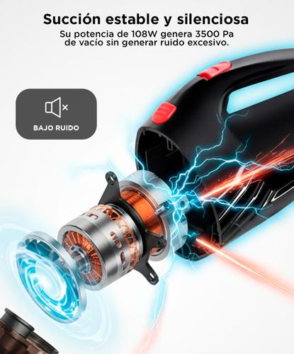 Aspiradora de Mano 12v Para Auto Portátil 108w Filtro HEPA Cable 45Mts - 4