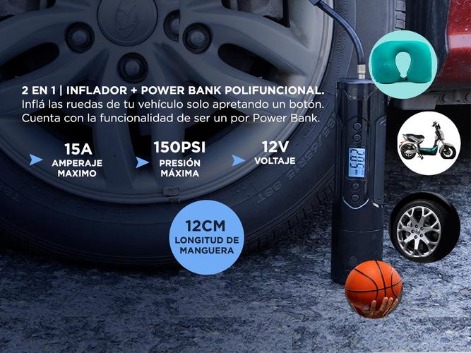 Inflador 12 Volt  Portable Sin Cables Power Bank Gadnic - 2