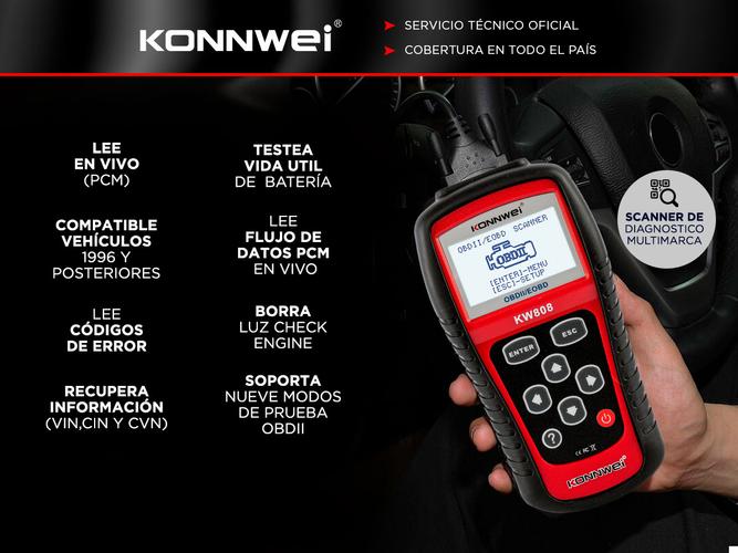 Escaner Automotriz Obd2 Konnwei KW808 Lector Autos - 1